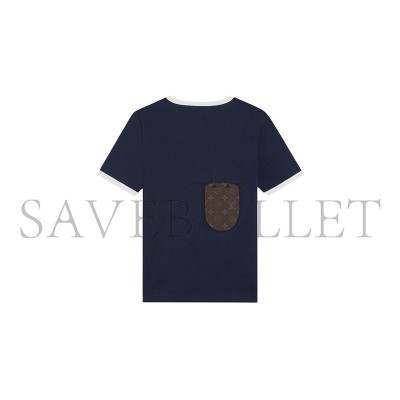 CELINE TRIOMPHE T-SHIRT IN COTTON JERSEY BLUE PETROL-OFF WHITE 2X14O671Q.07FZ